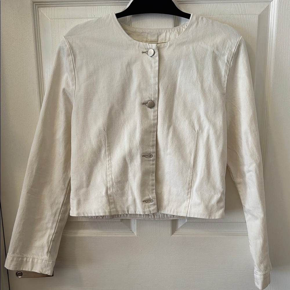 Women's White denim Button-Up Jacket